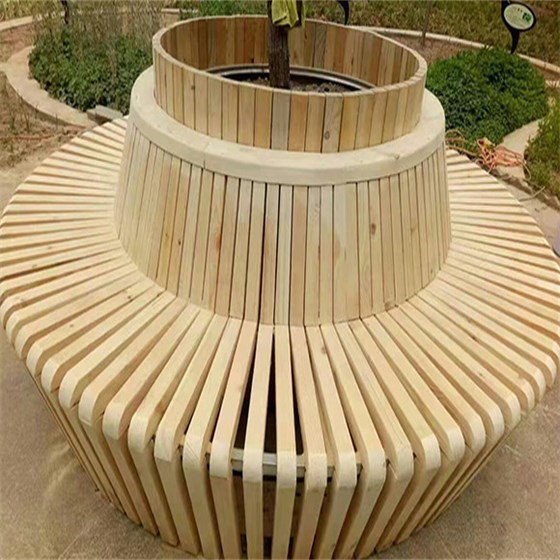 福建围树座椅木纹色圆形座椅