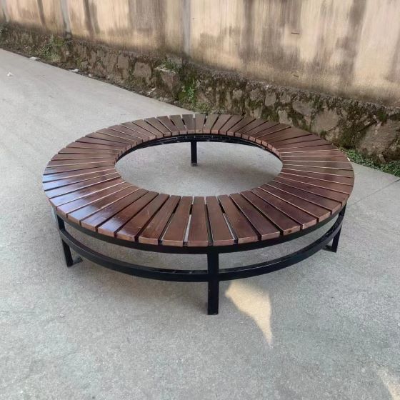贵州圆形围树座椅木塑凳铸铁腿厂家批发直销