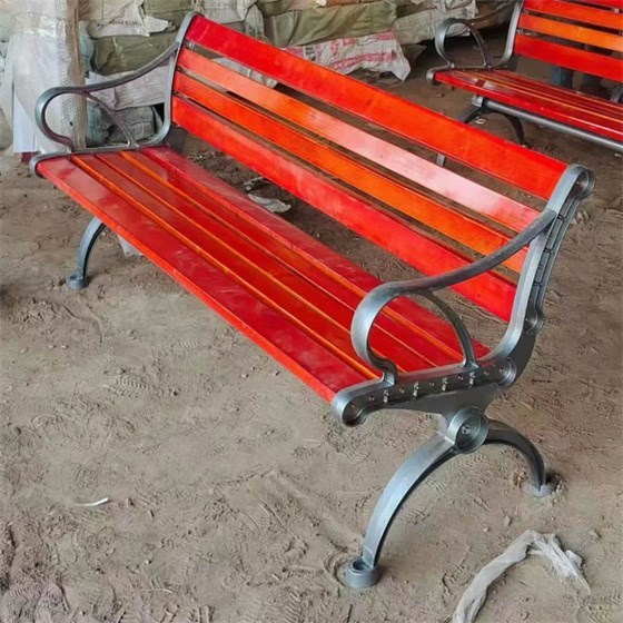 木塑座椅案例木塑公园椅子铸铁腿支持定制