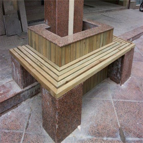 安徽客户案例石墩座椅带靠背支持定制防腐木树池座凳