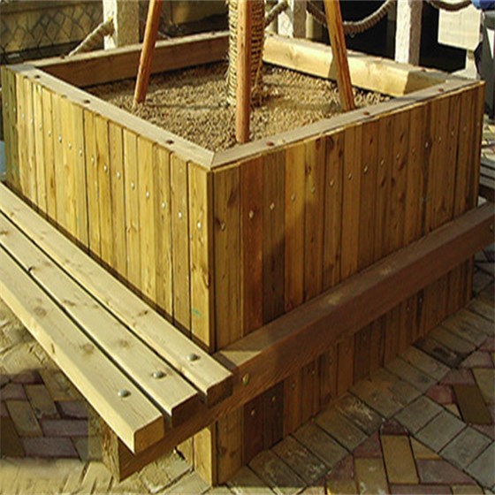 安徽客户案例	防腐木树池座凳方形座凳厂家批发